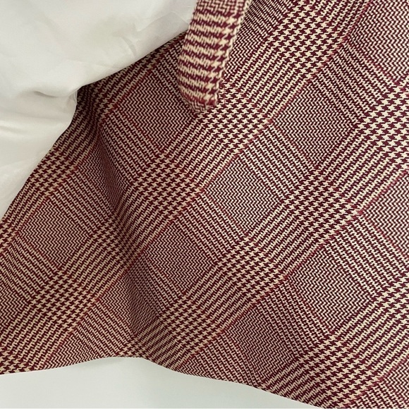 [H&M[ Red & Tan Houndstooth Print Academic Belted Faux Wrap Mini Skirt - Picture 4 of 10